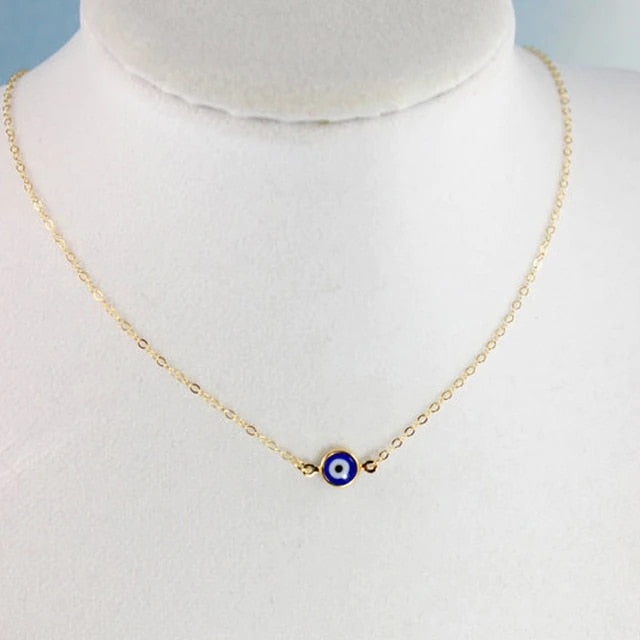 Vintage Turkish Evil Eye Pendant Choker Necklace Lucky Blue Evil Eyes Clavicle Chain Necklace Party Jewelry For Women Girls Gift - Style 26