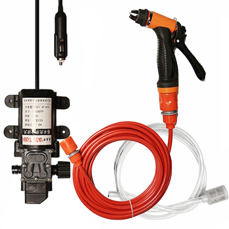 Car Wash 12V Car Washer Gun Pump High Pressure Cleaner Car Care Portable Washing Machine Electric Cleaning Auto Device - Silver / Poland