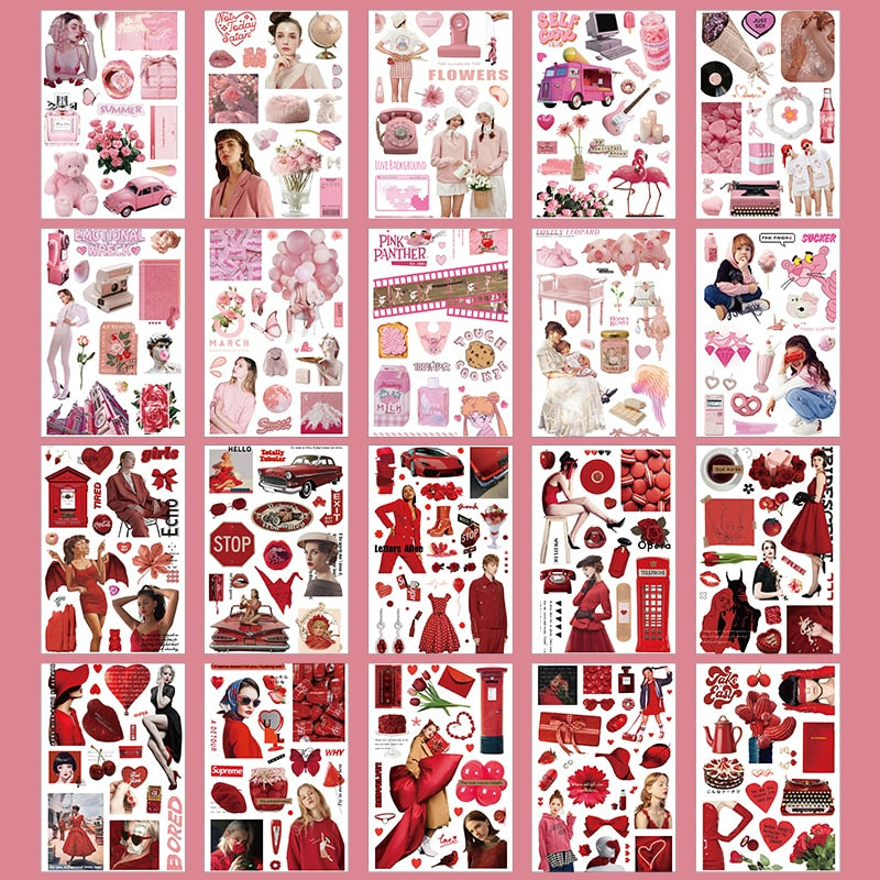 Journamm 20sheets/pack Vintage Washi Stickers Book for Deco Scrapbooking DIY Creative Stationery Junk Journal Deco Label Sticker - B
