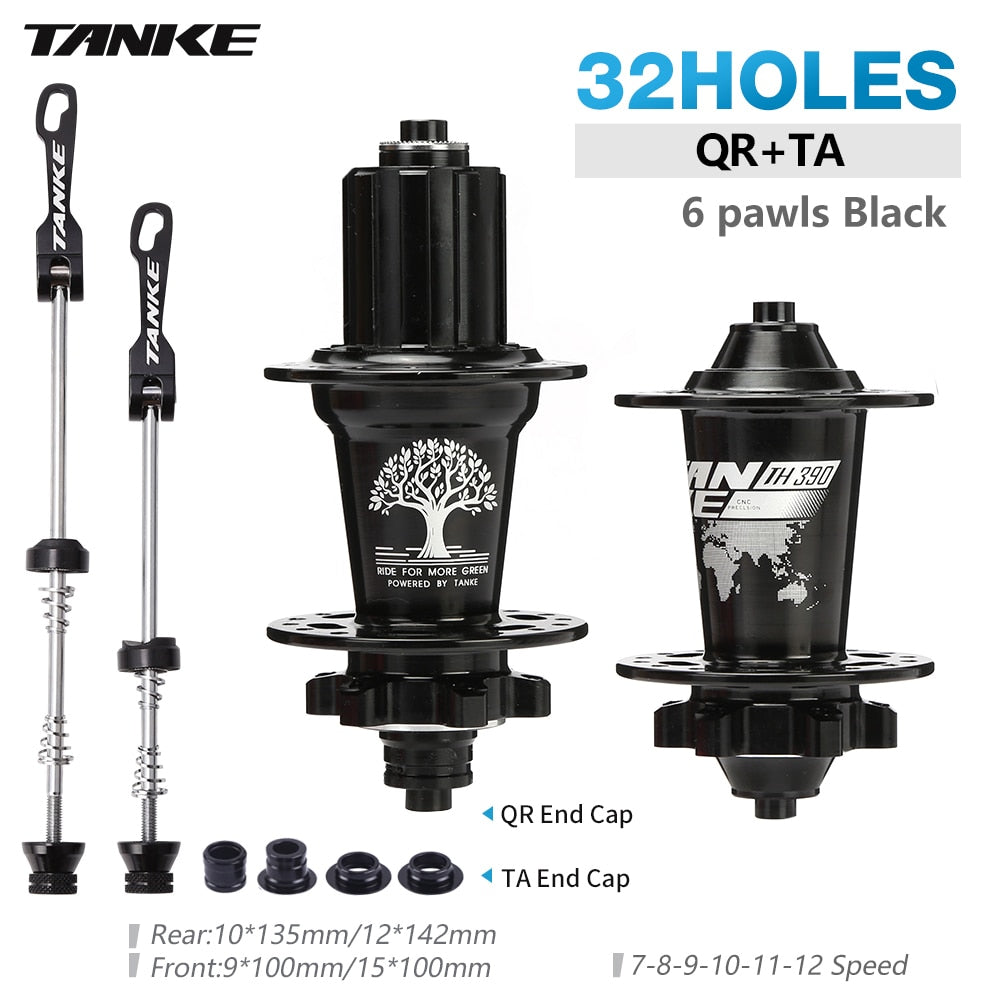 TANKE 32 36 holes MTB bike hub 6 pawls 6 bearing 120 clicks cassette flywheel 7-12 speed 6 nail disc brake hubs bicycle parts - 09 32H QR  TA black / China