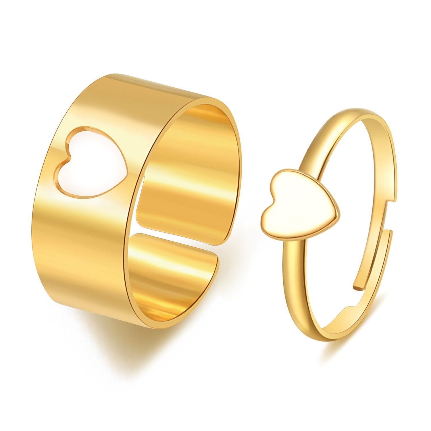 LATS Vintage Simple Animal Butterlfly Star Moon Heart Flame Open Rings for Women Girls Gothic Jewelry Punk Black Couple Ring Set - 99475