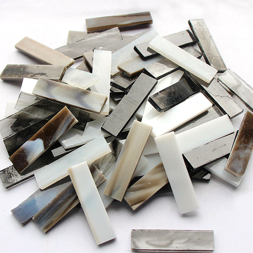 Mixed Color 1 X 4 Cm Square Stained Glass Strip Clear Glass Mosaic Pieces DIY Mosaic Tiles Hobbies Art Crafts Material 100g - 7