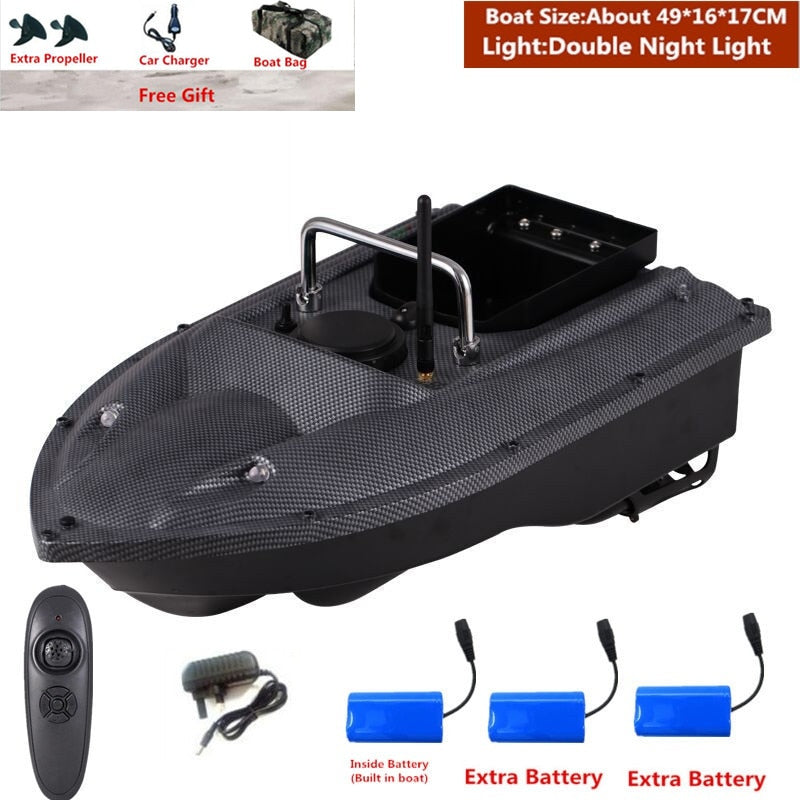 Smart Fixed Speed Cruise Radio Remote Control Fishing Bait Boat 1.5KG 500M Dual Night Light Lure Fishing RC Bait Boat Fishing - UK Plug 3 Battery 1 / China