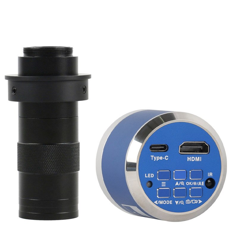 12MP 4K UHD HDMI Industry Video Microscope Camera Zoom Cmount Lens For Machine PCB Board CPU Repair Soldering Measurement - With 130X Lens