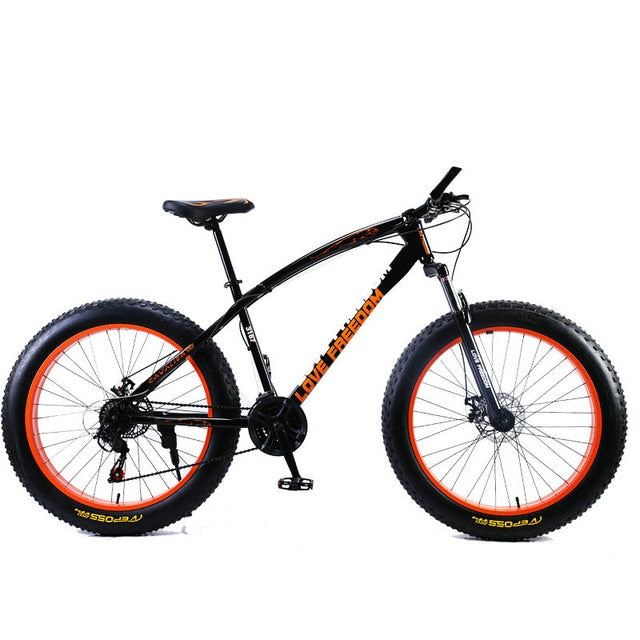 Love Freedom 7/21/24/27 Speed Mountain Bike 26 * 4.0 Fat Tire Bikes Shock Absorbers Bicycle Free Delivery Snow Bike - 3167 Black orange / 24 speed / Russian Federation