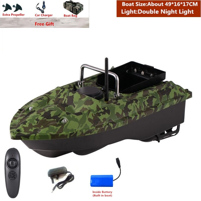 Smart Fixed Speed Cruise Radio Remote Control Fishing Bait Boat 1.5KG 500M Dual Night Light Lure Fishing RC Bait Boat Fishing - UK Plug 1 Battery 2 / China