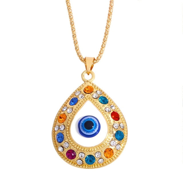 Vintage Turkish Evil Eye Pendant Choker Necklace Lucky Blue Evil Eyes Clavicle Chain Necklace Party Jewelry For Women Girls Gift - Style 4