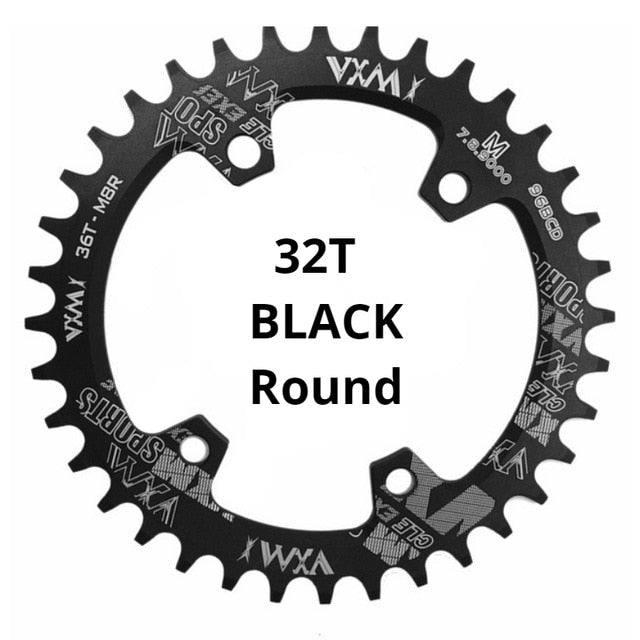 VXM Round Oval 96BCD Chainring MTB Mountain BCD 96 bike 30T 32T 34T 36T 38T crankset Tooth plate Parts for M7000 M8000 M9000 - Black 32T Round