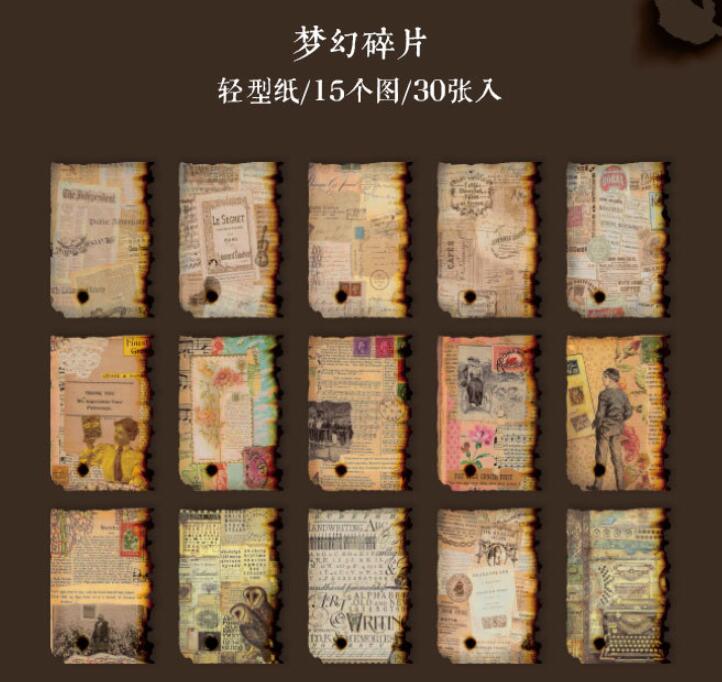 30 pcs Vintage Scrapbooking Diy Material Paper Decorative Retro Ticket Notes Collection Diary Journal Background Paper for Art - 1