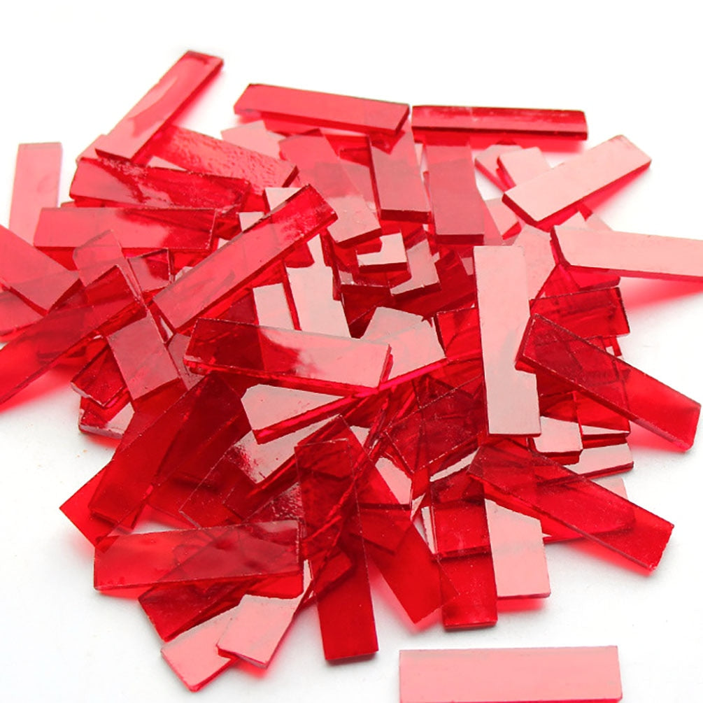 Mixed Color 1 X 4 Cm Square Stained Glass Strip Clear Glass Mosaic Pieces DIY Mosaic Tiles Hobbies Art Crafts Material 100g - 9