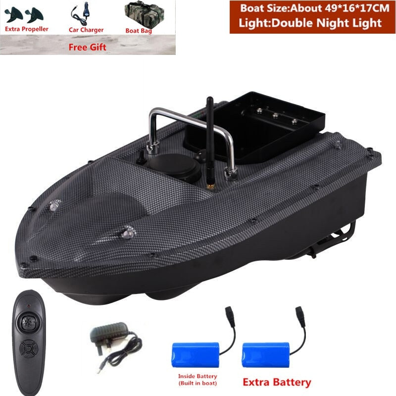 Smart Fixed Speed Cruise Radio Remote Control Fishing Bait Boat 1.5KG 500M Dual Night Light Lure Fishing RC Bait Boat Fishing - UK Plug 2 Battery 1 / China