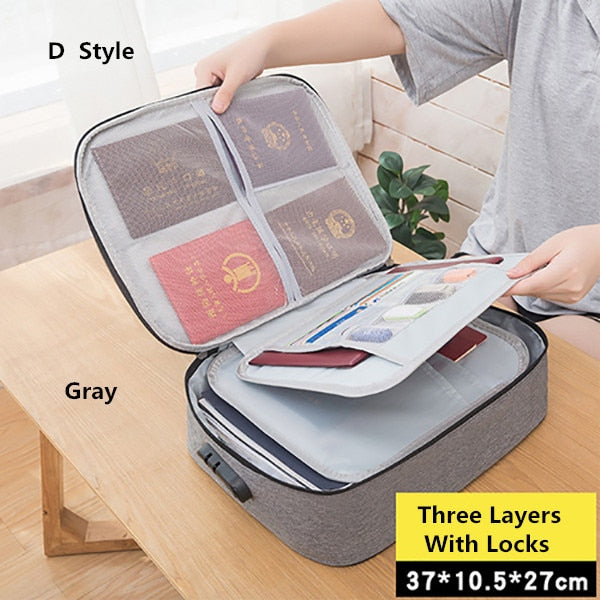 Document Bag Large Capacity Travel Passport Wallet Card Organizer Men&#39;s Business Waterproof Storage Pack Home Accessories Item - D Style Gray / Belgium