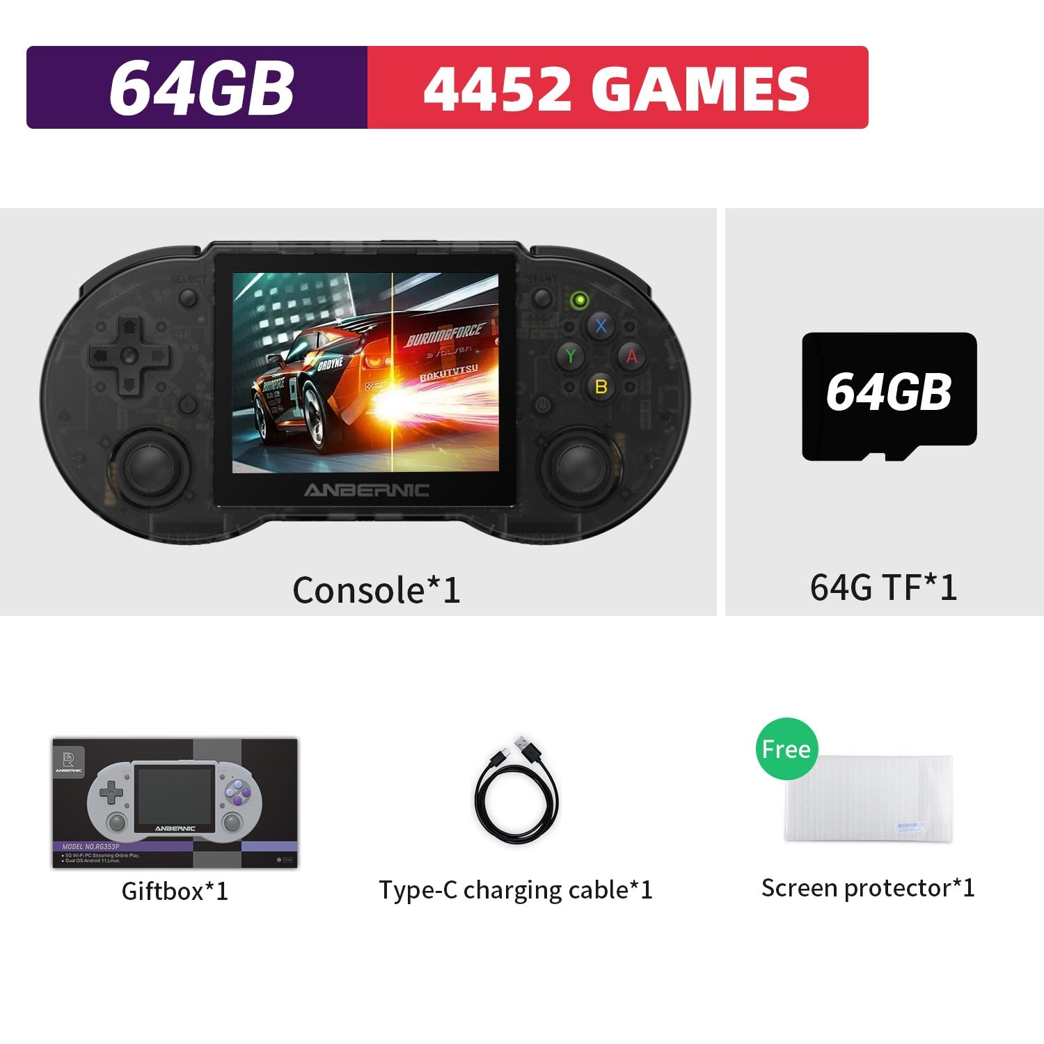 Anbernic RG353P Retro Handheld Video Game Console 3.5-inch IPS Screen Dual OS System RK3566 Bluetooth HD 5G Wifi Games Player - RG353P BT 64G / China