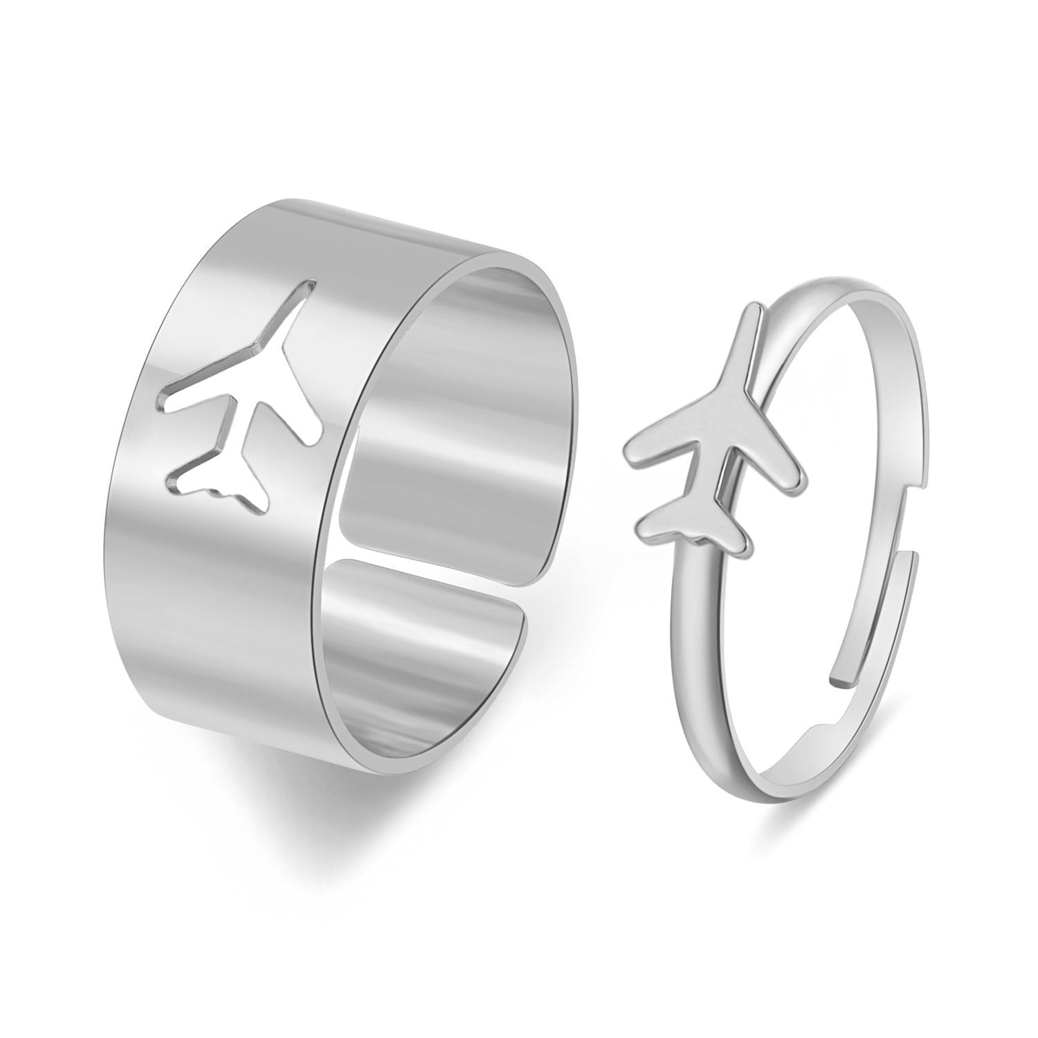 LATS Vintage Simple Animal Butterlfly Star Moon Heart Flame Open Rings for Women Girls Gothic Jewelry Punk Black Couple Ring Set - 99486