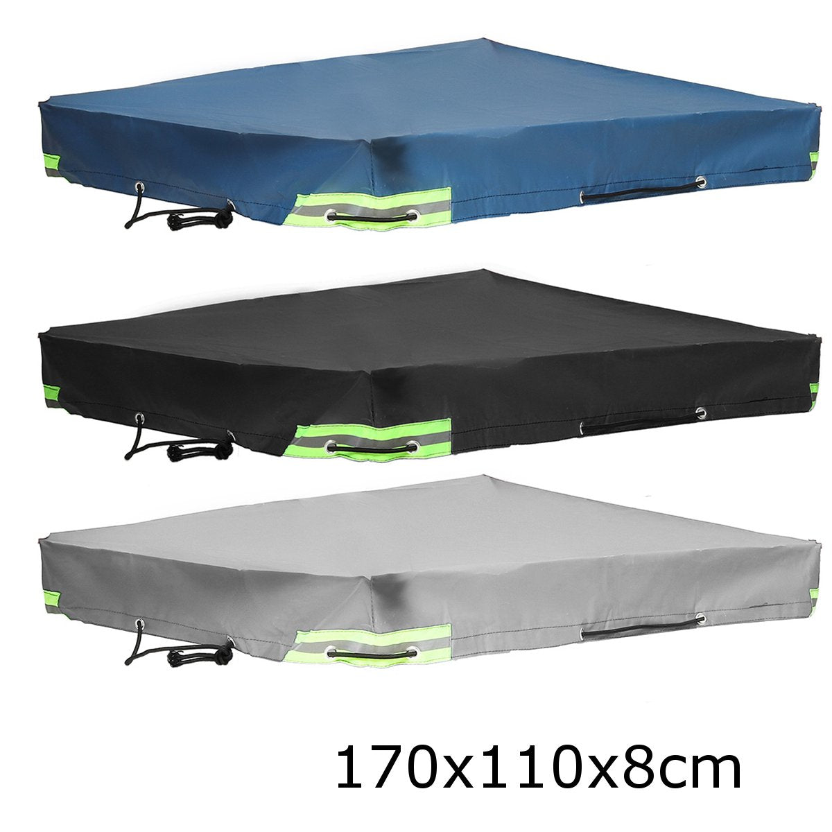 150-260cm Winter 600D Trailer Cover Auto Roof Tent Heavy Duty PVC Dustproof Waterproof Protector Cover Travel Camping Canopy - 170x110x8cm / black / CN