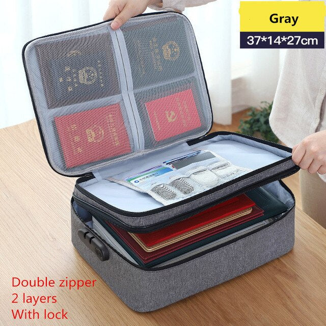 Document Bag Large Capacity Travel Passport Wallet Card Organizer Men&#39;s Business Waterproof Storage Pack Home Accessories Item - H Style Gray / China