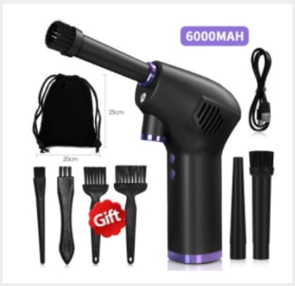 Portable Cordless Air Duster for Computer Laptop USB Rechargeable Car Cleaner Compressed Air Blower Keyboard Sofa Dust Cleaner - 6000mAh / France