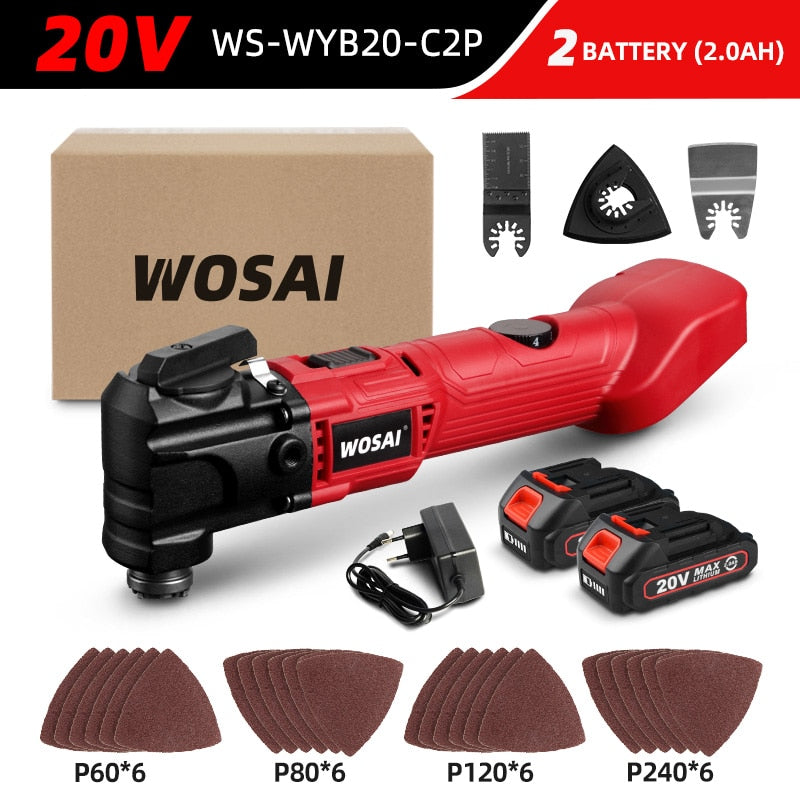 WOSAI 20V Electric Multifunction Oscillating Multi-Tools 6 Variable Speed Cordless Trimmer Saw Renovator Electric Saw Power Tool - 20V WS-WYB20-C2P / Russian Federation