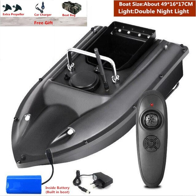 Smart Fixed Speed Cruise Radio Remote Control Fishing Bait Boat 1.5KG 500M Dual Night Light Lure Fishing RC Bait Boat Fishing - EU Plug 1 Battery / China