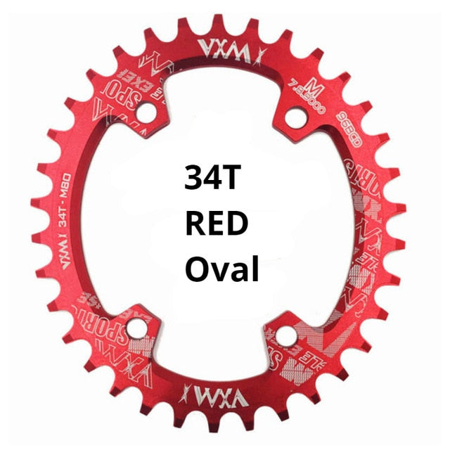 VXM Round Oval 96BCD Chainring MTB Mountain BCD 96 bike 30T 32T 34T 36T 38T crankset Tooth plate Parts for M7000 M8000 M9000 - Red 34T Oval