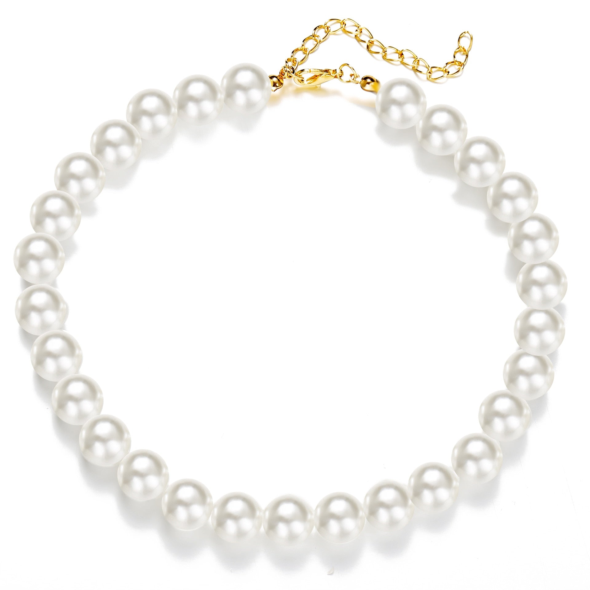 Vintage Style Simple 6MM Pearl Chain Choker Necklace For Women Wedding Love Shell Pendant Necklace Fashion Jewelry Wholesale - 14MM
