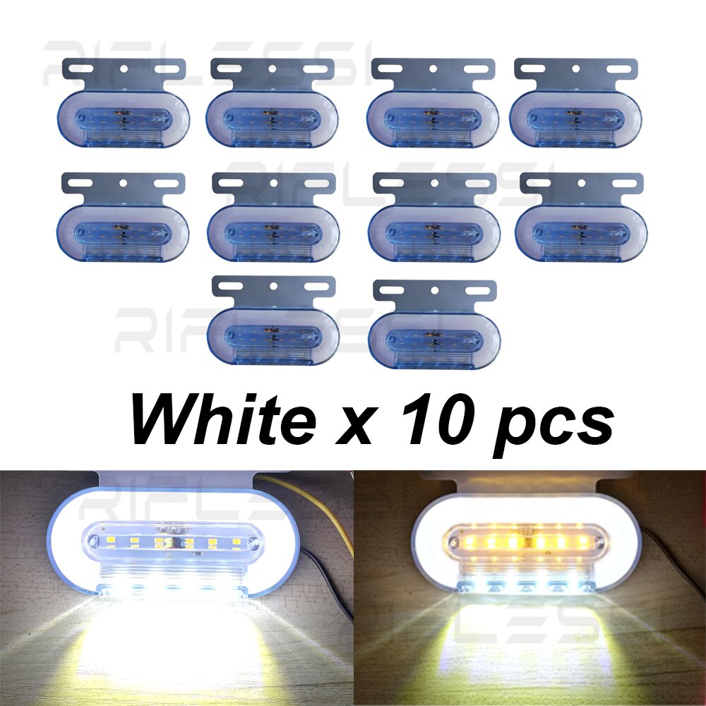 10 x LED Trailer Clearance Lights 12V 24V Marker Lights For Trucks Side Lights Amber Red White Blue Green Lanterns For Trailers - White / 12V