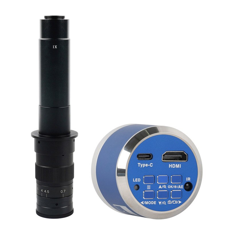 12MP 4K UHD HDMI Industry Video Microscope Camera Zoom Cmount Lens For Machine PCB Board CPU Repair Soldering Measurement - With 300X Lens