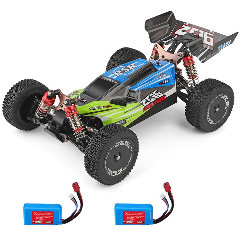 Wltoys 144001 1/14 2.4G 4WD High Speed Racing RC Car Vehicle Models 60km/h Two Battery Toy Gift Kid Remote Control Machine - Green 2 Batteries / France
