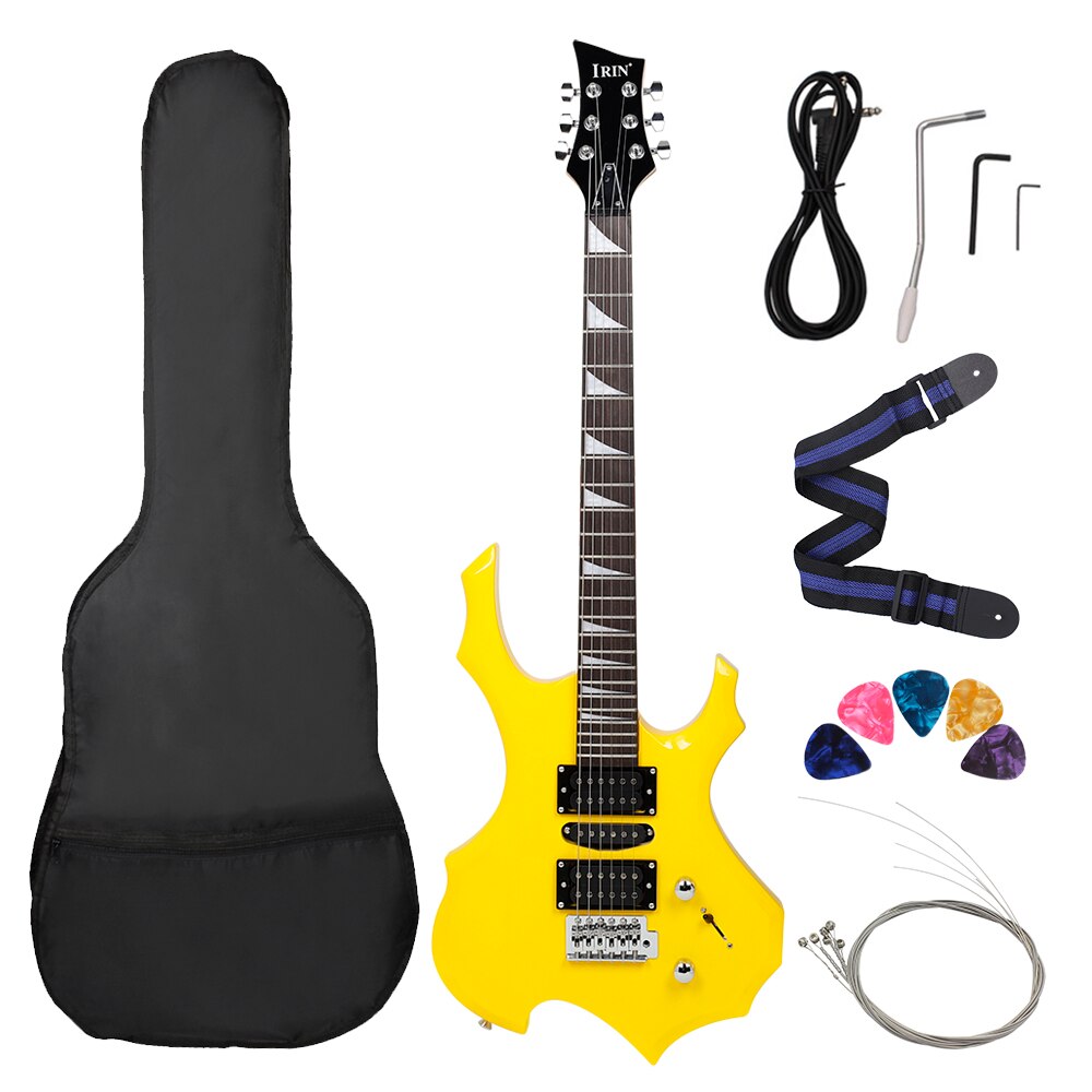 24 Frets 6 Strings Electric Guitar Maple Body Electric Guitar Guitarra With Bag Speaker Necessary Guitar Parts & Accessories - Yellow Set 1 / CN