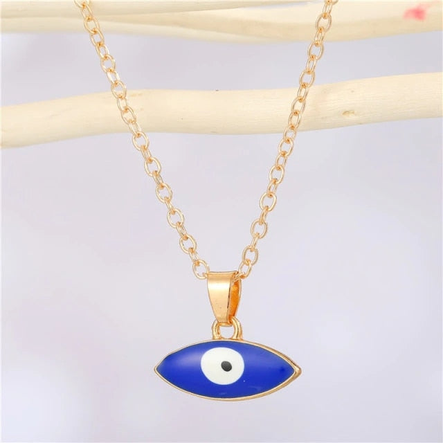 Vintage Turkish Evil Eye Pendant Choker Necklace Lucky Blue Evil Eyes Clavicle Chain Necklace Party Jewelry For Women Girls Gift - Style 22