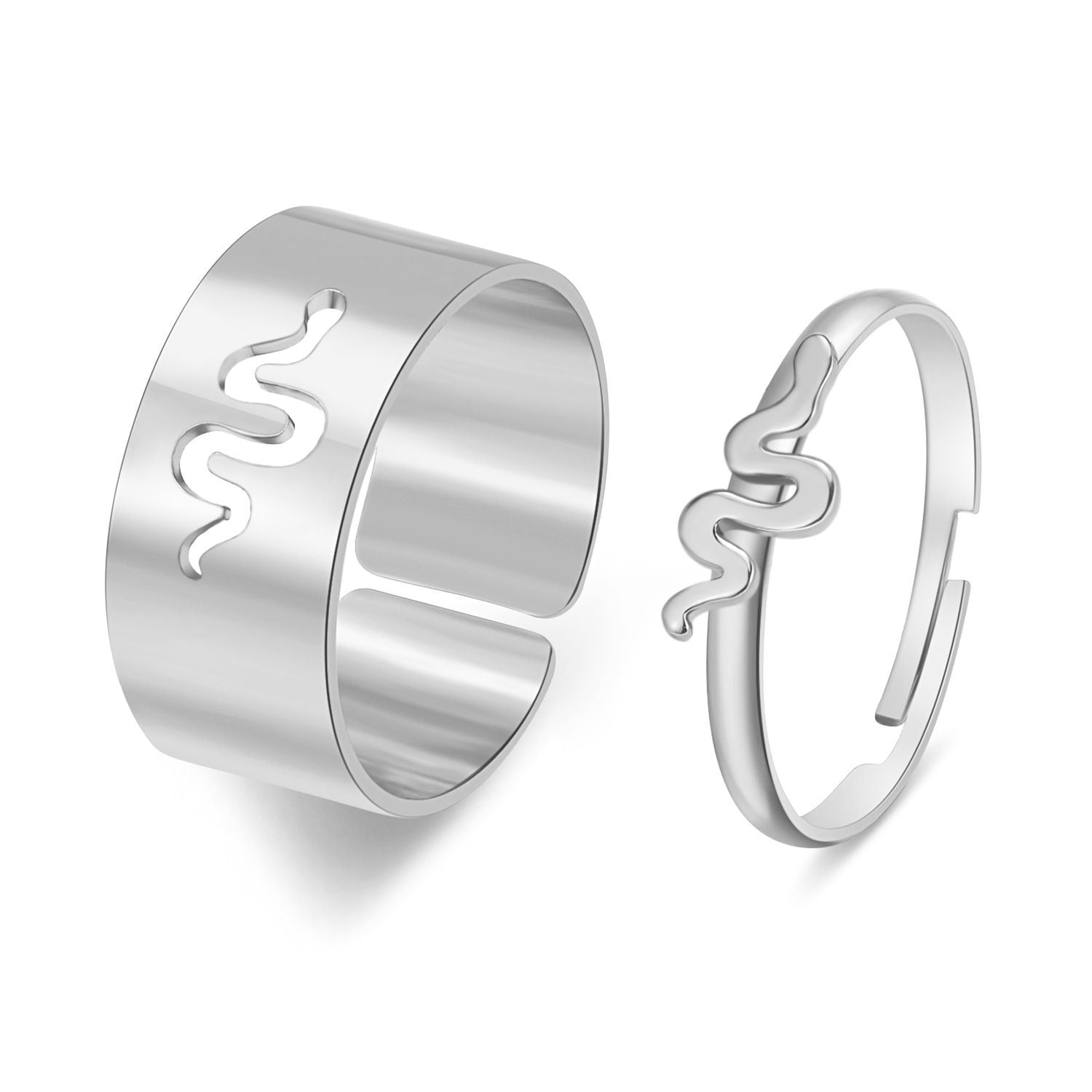 LATS Vintage Simple Animal Butterlfly Star Moon Heart Flame Open Rings for Women Girls Gothic Jewelry Punk Black Couple Ring Set - 99488