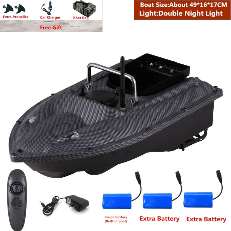 Smart Fixed Speed Cruise Radio Remote Control Fishing Bait Boat 1.5KG 500M Dual Night Light Lure Fishing RC Bait Boat Fishing - US Plug 3 Battery 1 / China