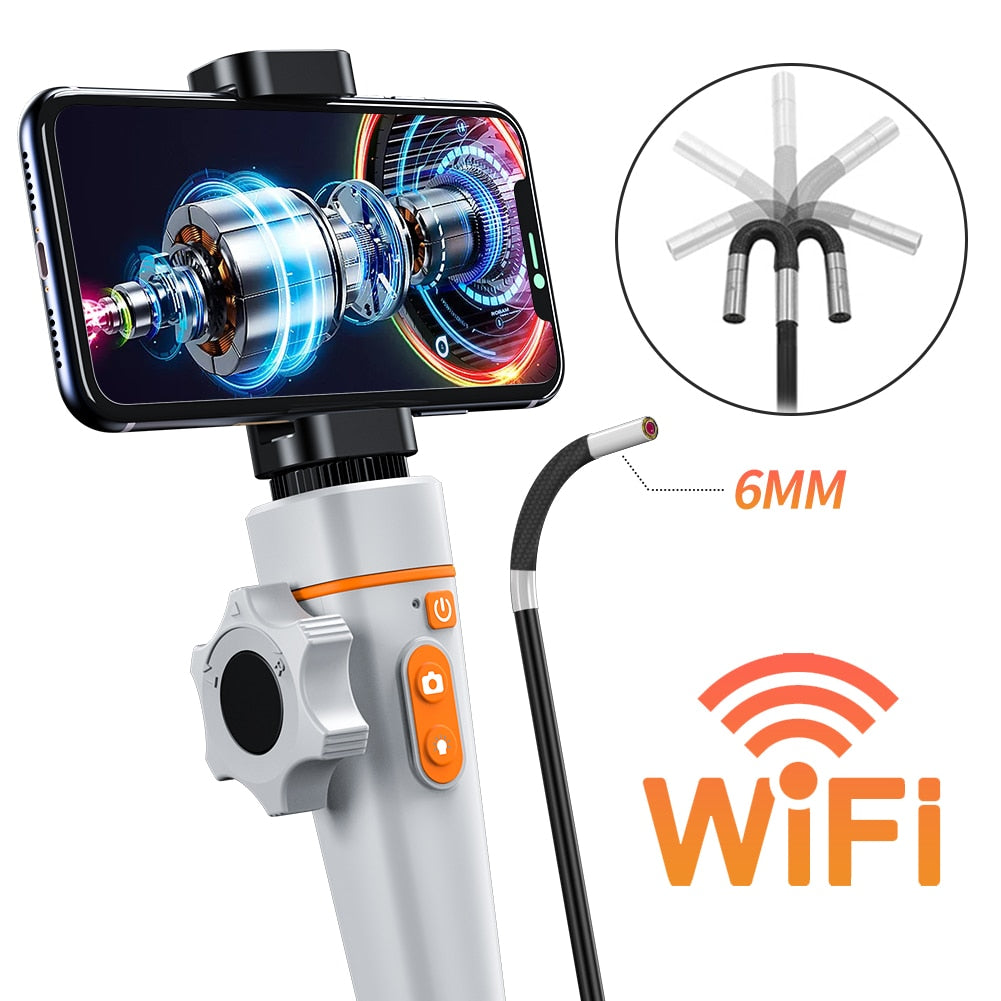 Newest 180 Degree Inspection Camera Articulating Industrial Endoscope 6mm & 8.5mm HD Camera With 6 LED for iPhone Android - 6mm WIFI version / China / 1m