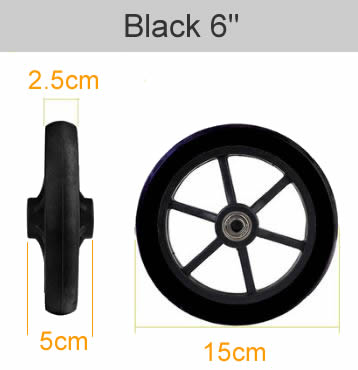 Wheelchair Front wheel universal wheel, Polyurethane Solid tire,Wear-resistant,6 inch 7 inch 8 inch wheelchair accessories - 6inch Black