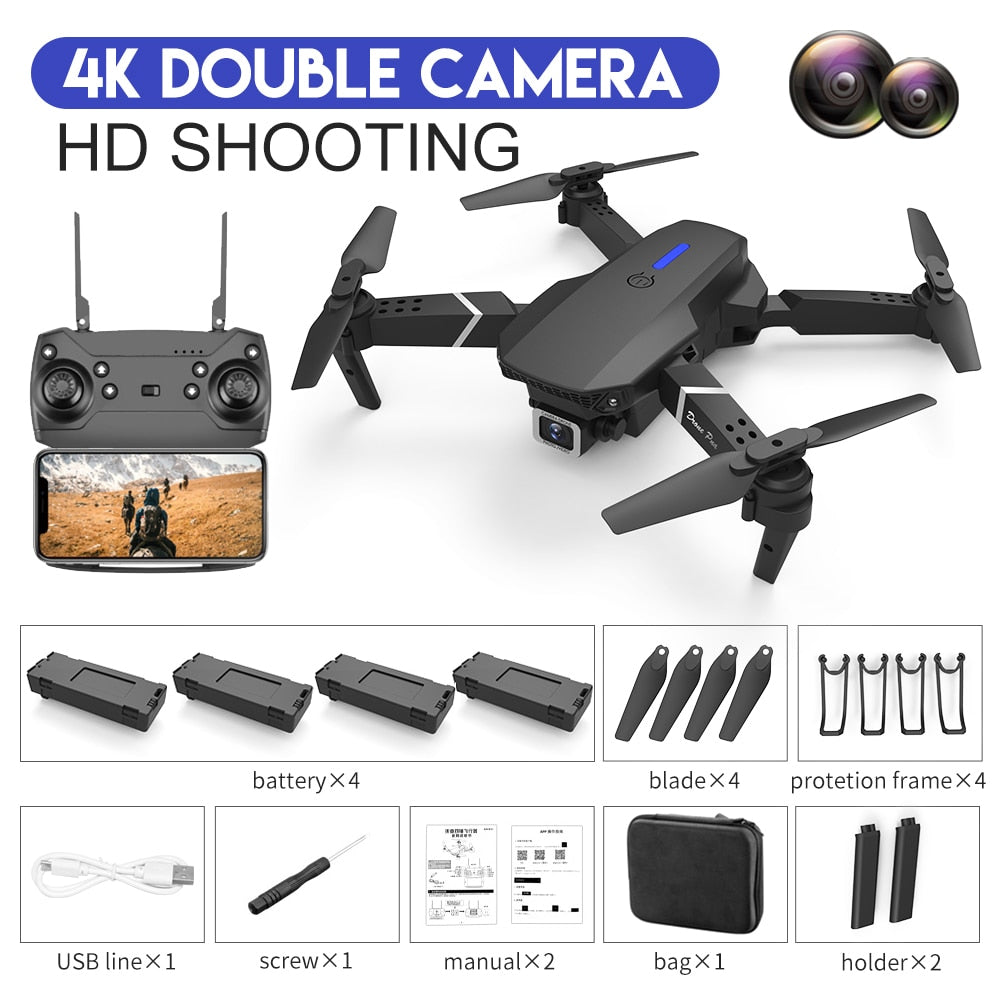 2021 NEW Drone 4k profession HD Wide Angle Camera 1080P WiFi fpv Drone Dual Camera Height Keep Drones Camera Helicopter Toys - 4K-Dual camera-4B / Russian Federation