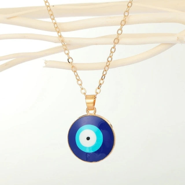 Vintage Turkish Evil Eye Pendant Choker Necklace Lucky Blue Evil Eyes Clavicle Chain Necklace Party Jewelry For Women Girls Gift - Style 20