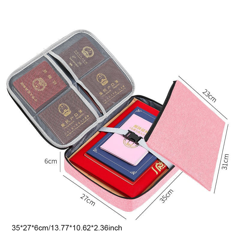 Document Bag Large Capacity Travel Passport Wallet Card Organizer Men&#39;s Business Waterproof Storage Pack Home Accessories Item - E Style Pink / China
