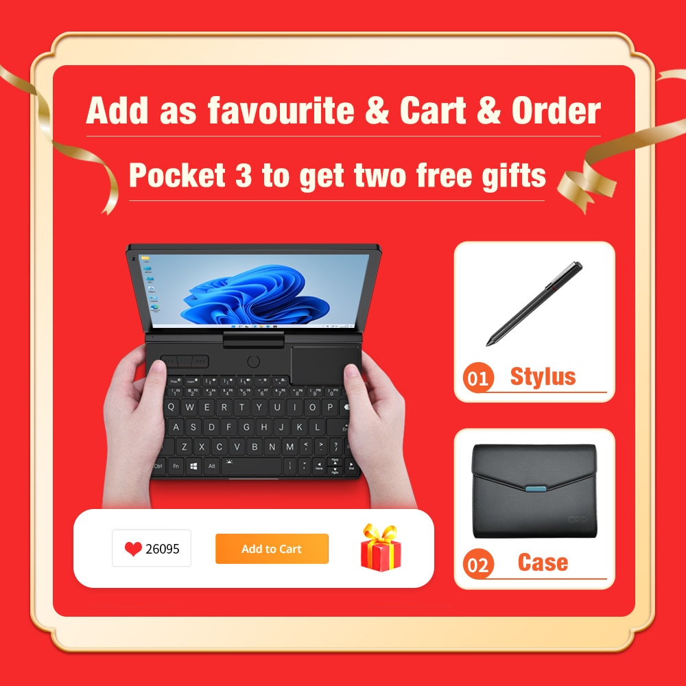 Free Shipping GPD Pocket 3 Windows Gaming Laptop 8GB Or 16GB RAM Notebook PC Portable Computer Small Size Core I7 1TB/512GB SSD - CN / i7 1195 / UK