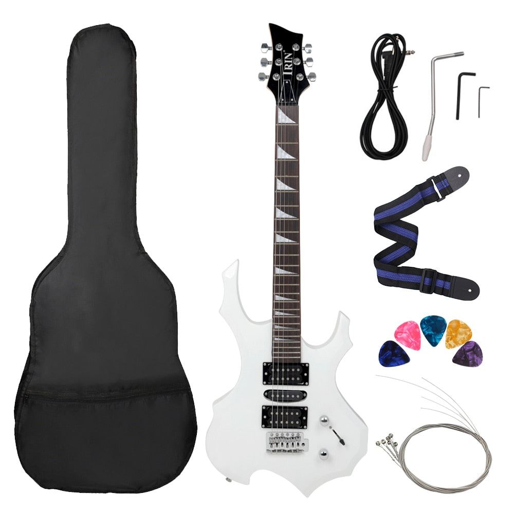 24 Frets 6 Strings Electric Guitar Maple Body Electric Guitar Guitarra With Bag Speaker Necessary Guitar Parts & Accessories - White Set 1 / CN
