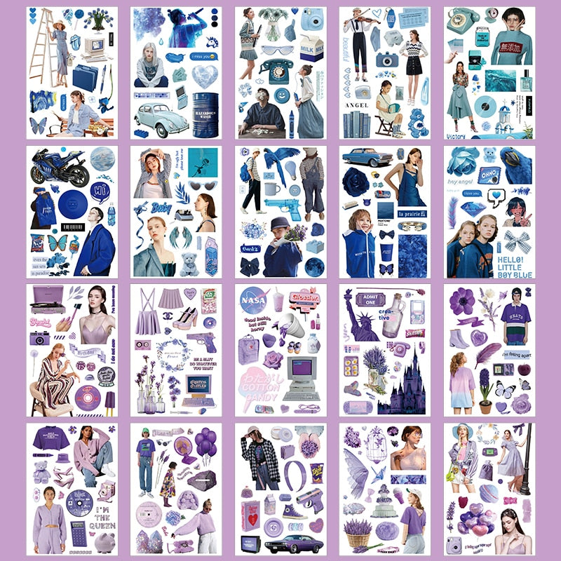 Journamm 20sheets/pack Vintage Washi Stickers Book for Deco Scrapbooking DIY Creative Stationery Junk Journal Deco Label Sticker - E