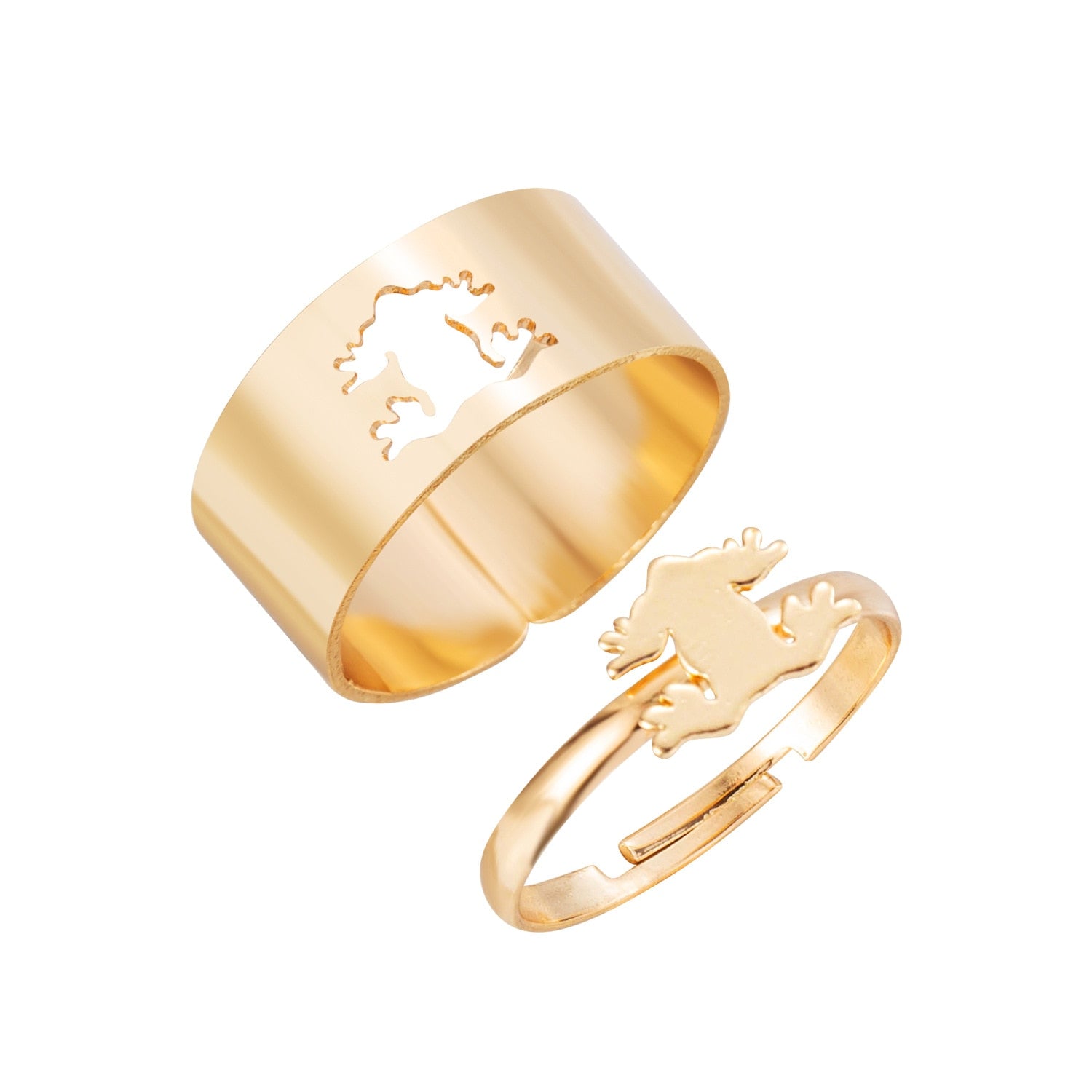 LATS Vintage Simple Animal Butterlfly Star Moon Heart Flame Open Rings for Women Girls Gothic Jewelry Punk Black Couple Ring Set - 99479