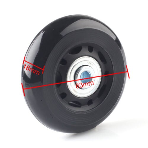 2PCS Black Luggage bag Suitcase Replacement Rubber Wheels Axles Repair Accessories No noise Casters OD 40mm/54mm/60mm/64mm/80mm - 63mm X 18mm