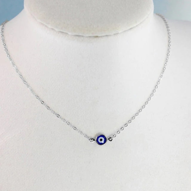 Vintage Turkish Evil Eye Pendant Choker Necklace Lucky Blue Evil Eyes Clavicle Chain Necklace Party Jewelry For Women Girls Gift - Style 27
