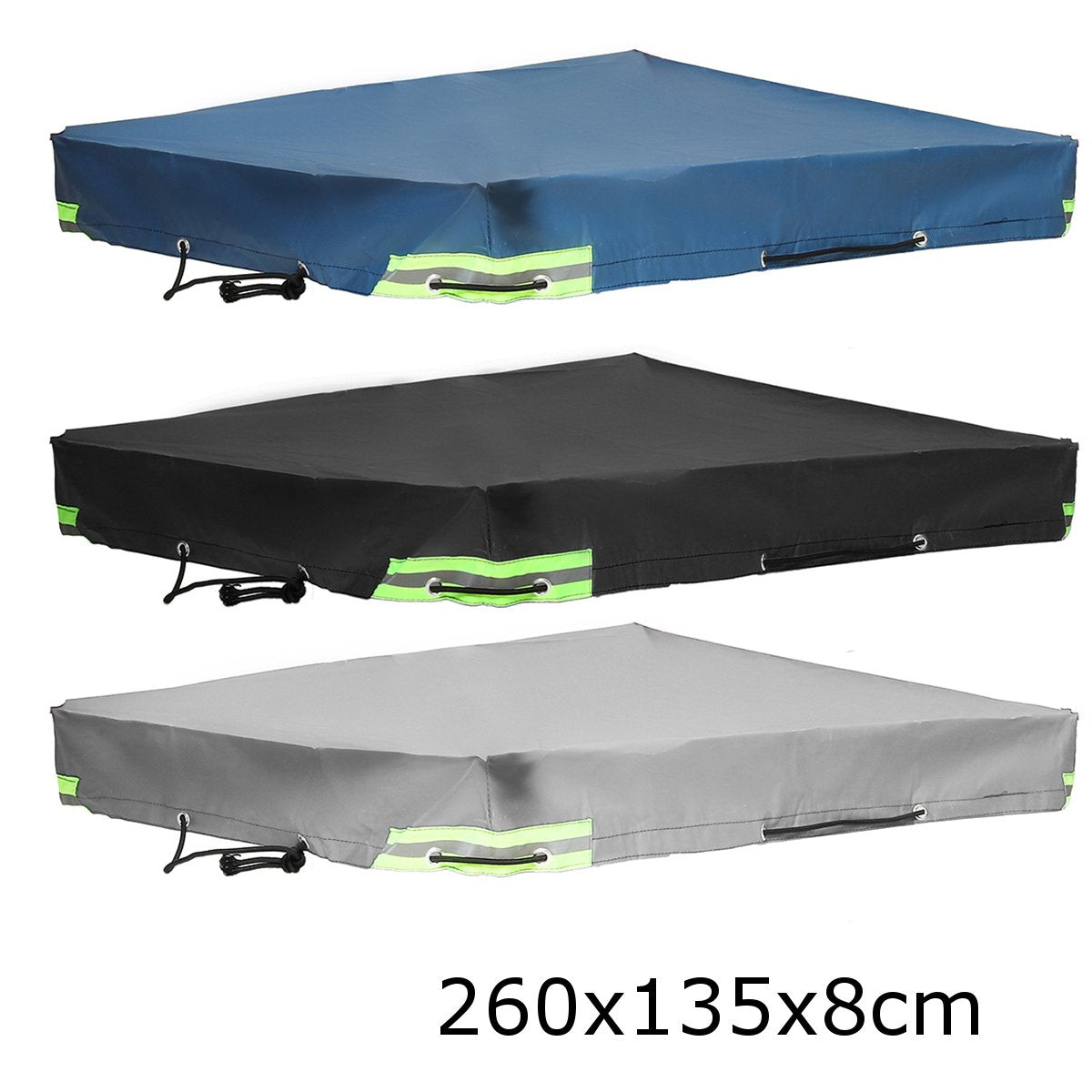 150-260cm Winter 600D Trailer Cover Auto Roof Tent Heavy Duty PVC Dustproof Waterproof Protector Cover Travel Camping Canopy - 260x135x8cm / blue / CN
