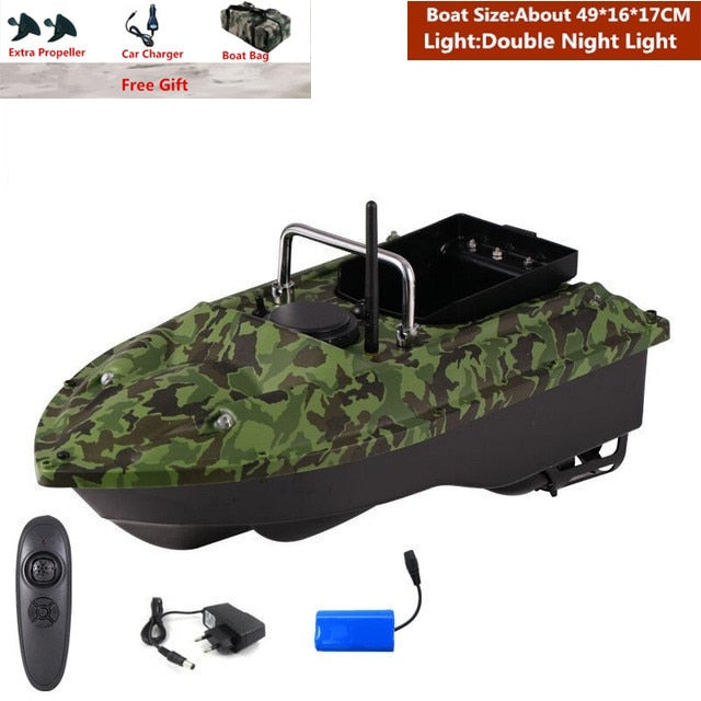 Smart Fixed Speed Cruise Radio Remote Control Fishing Bait Boat 1.5KG 500M Dual Night Light Lure Fishing RC Bait Boat Fishing - EU Plug 1 Battery 2 / China
