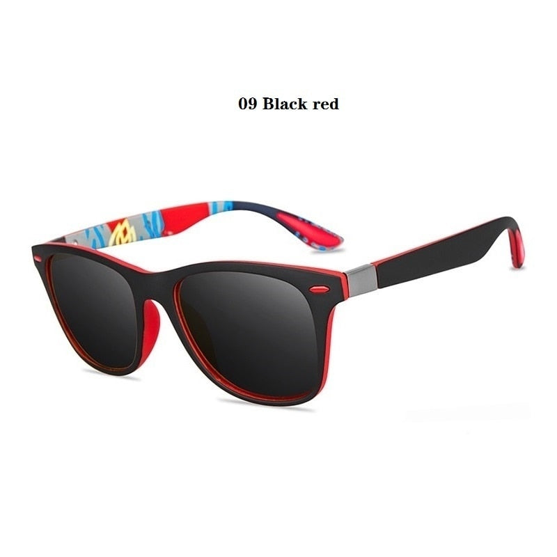 Fashion Vintage Sunglasses For Men Women Polarized Designer Sunglasses Man Square Retro Sun Glasses Driving Eyewear Shades UV400 - 09 Black red