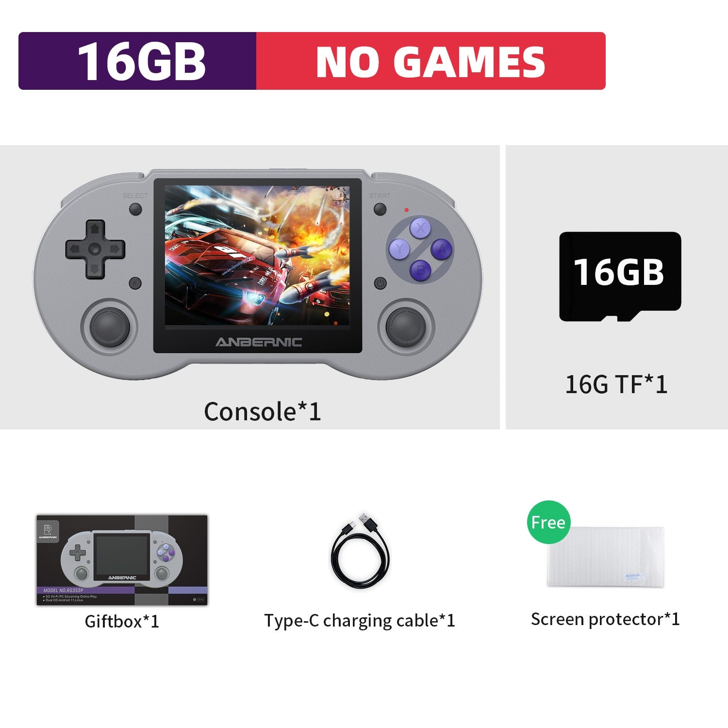 Anbernic RG353P Retro Handheld Video Game Console 3.5-inch IPS Screen Dual OS System RK3566 Bluetooth HD 5G Wifi Games Player - RG353P Gray 16G / China
