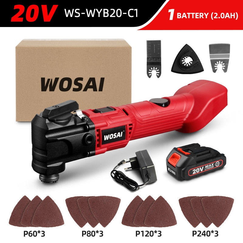 WOSAI 20V Electric Multifunction Oscillating Multi-Tools 6 Variable Speed Cordless Trimmer Saw Renovator Electric Saw Power Tool - 20V WS-WYB20-C1 / Russian Federation