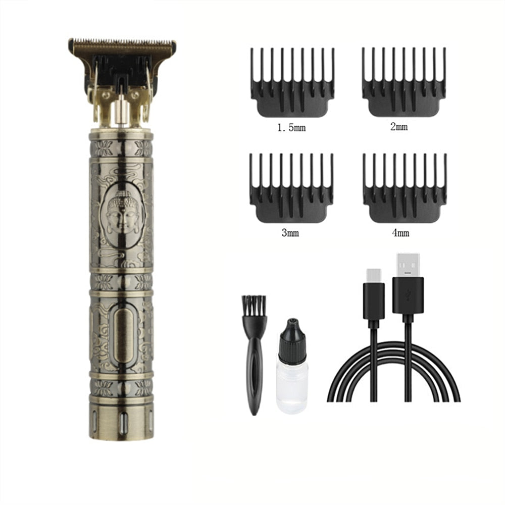 All Metal Vintage T9 Machine Women&#39;s Hair Clipper Hairdresser Professional Haircut Machine 0 Mm Nose and Ear Trimmer Finish Man - ABS  Buddha 1.0