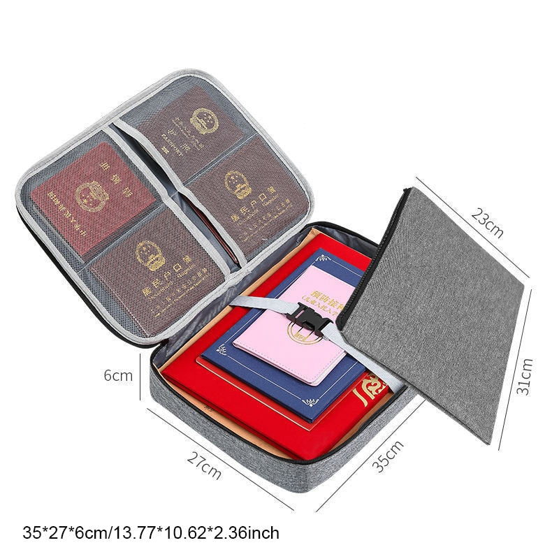 Document Bag Large Capacity Travel Passport Wallet Card Organizer Men&#39;s Business Waterproof Storage Pack Home Accessories Item - E Style Gray / China